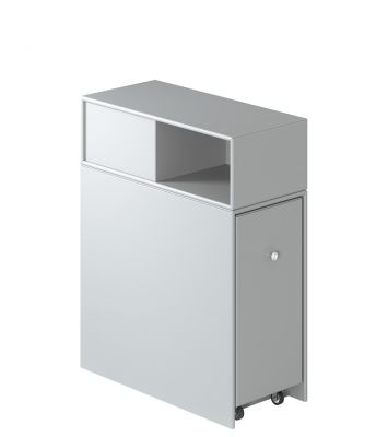 Cargo Modul 80 Schrank-System von Montana in Weiß mit Schublade, Tür und Rollen.